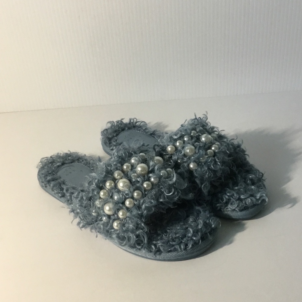 a new day Blue Faux Fur Pearl Slide Sandals for Kids